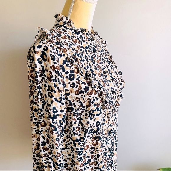 Anthro Maeve Katia animal print ruffled blouse - Picture 3 of 9